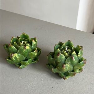 Green Artichoke Candles (Pair)